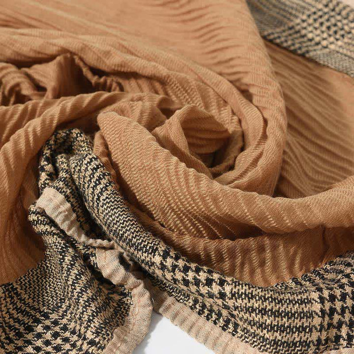 Houndstooth Patchwork Pattern Wrinkled Soft Scarf - image 2