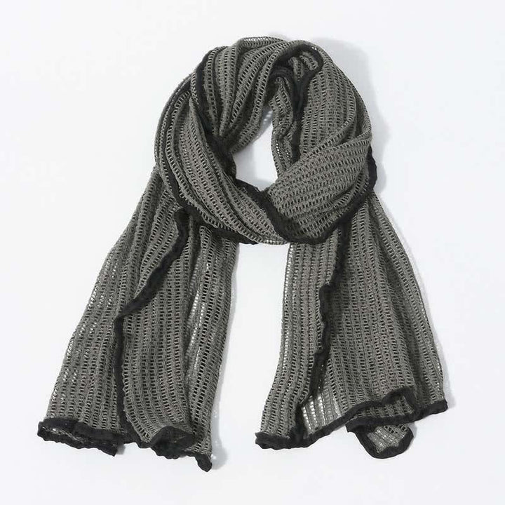 Elegant Hollowed-Out Design Knitting Scarf - Gray - image 0
