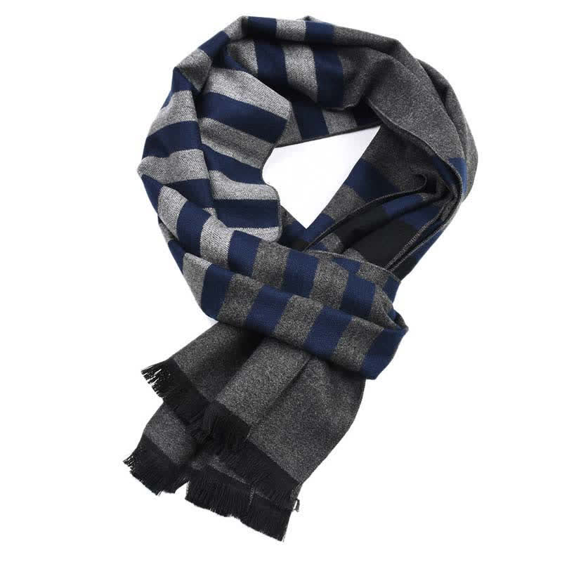 Stylish Double-Sided Striped Pattern Warm Scarf - image 8
