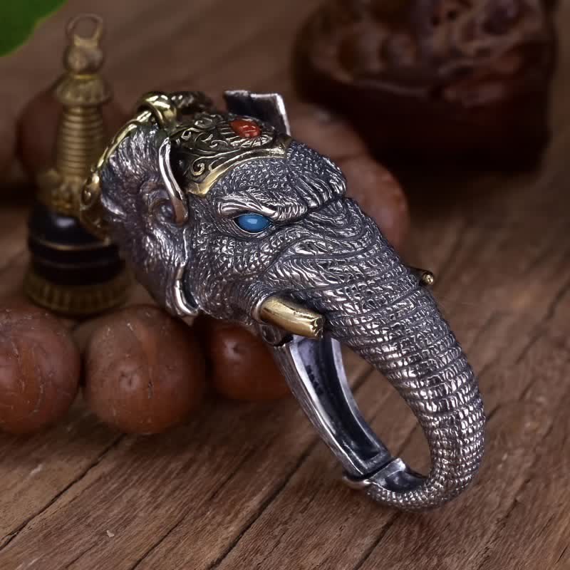 Vivid Handmade Sculpture Elephant Head Keychain - image 1