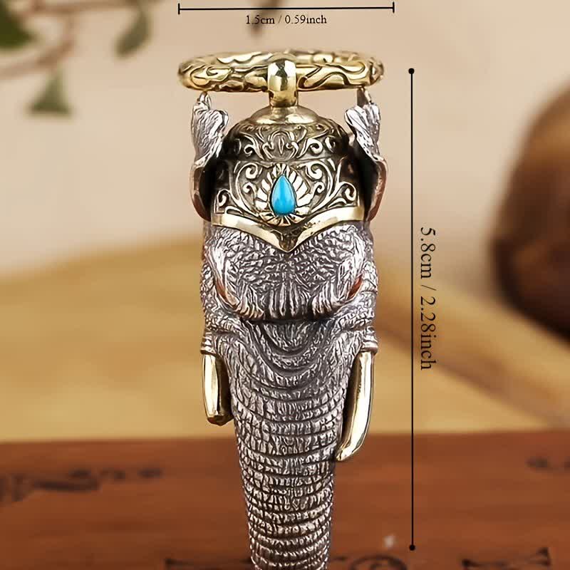 Vivid Handmade Sculpture Elephant Head Keychain - image 4