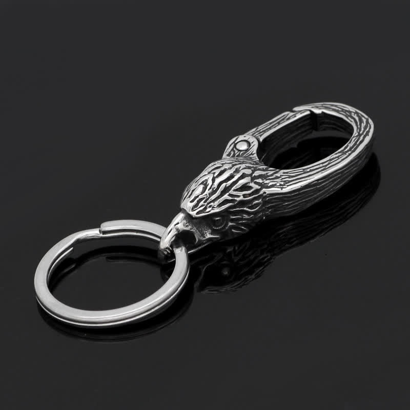 Freedom Symbol Eagle Head Viking Keychain - Antique Silver - image 0