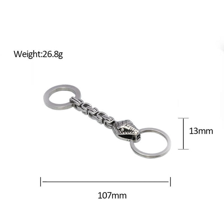 Antique Silver Nordic Viking Style Snake Keychain - image 4