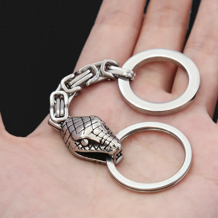 Antique Silver Nordic Viking Style Snake Keychain - image 1