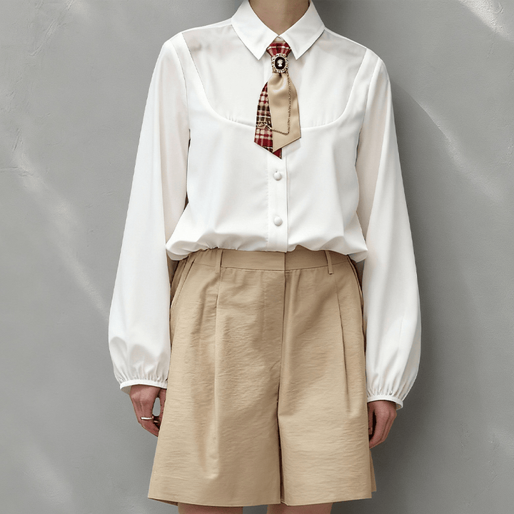 Fashionable Pre-tied Red Grid Queen Women's Necktie - image 1