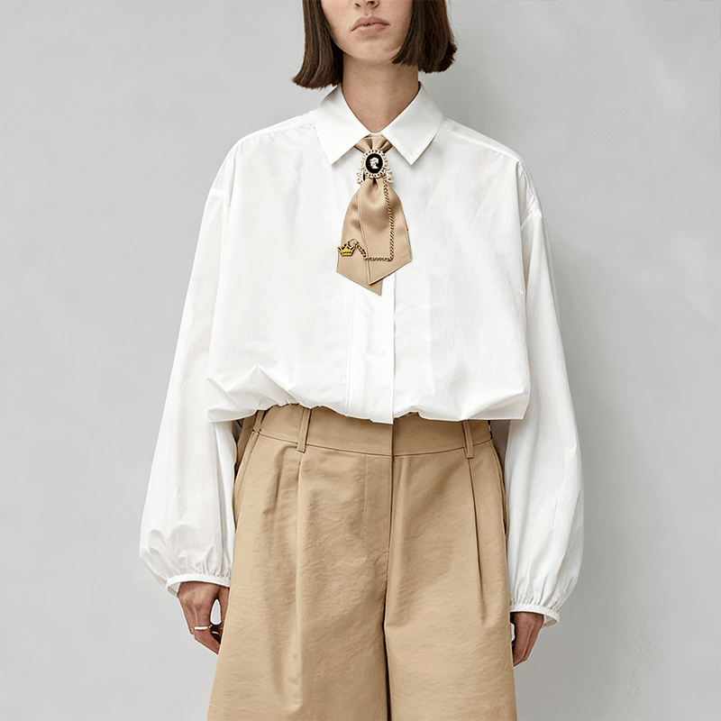 Pre-tied Pure Khaki Queen Women's Necktie - image 1