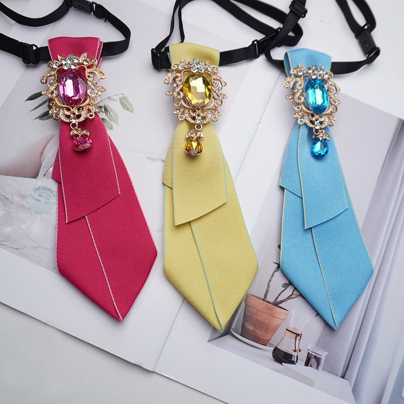 Adjustable Solid Color Crystal Diamond Women's Necktie - image 1