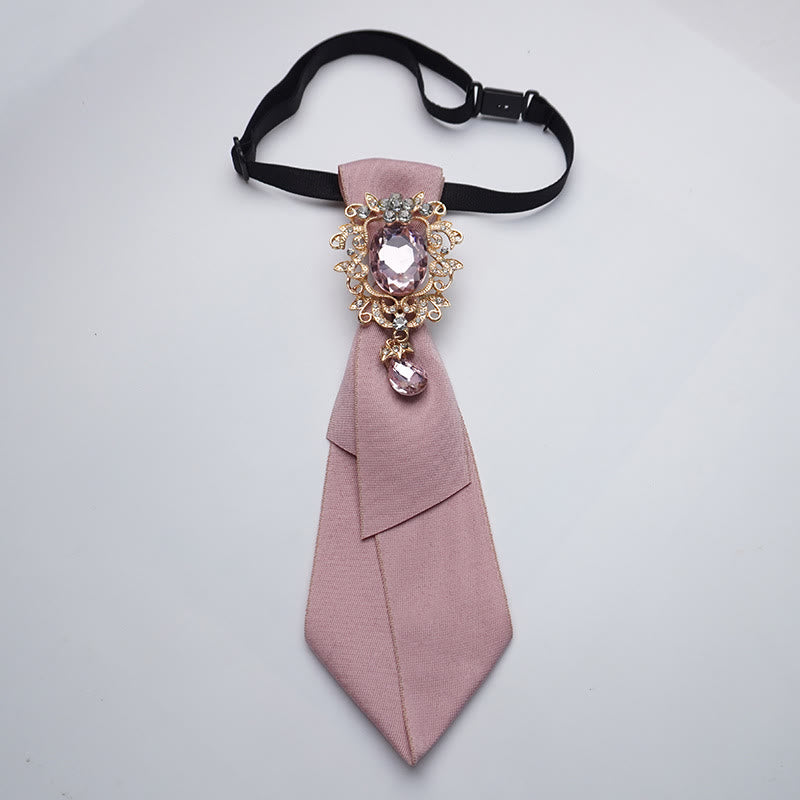 Adjustable Solid Color Crystal Diamond Women's Necktie - Pink - image 0