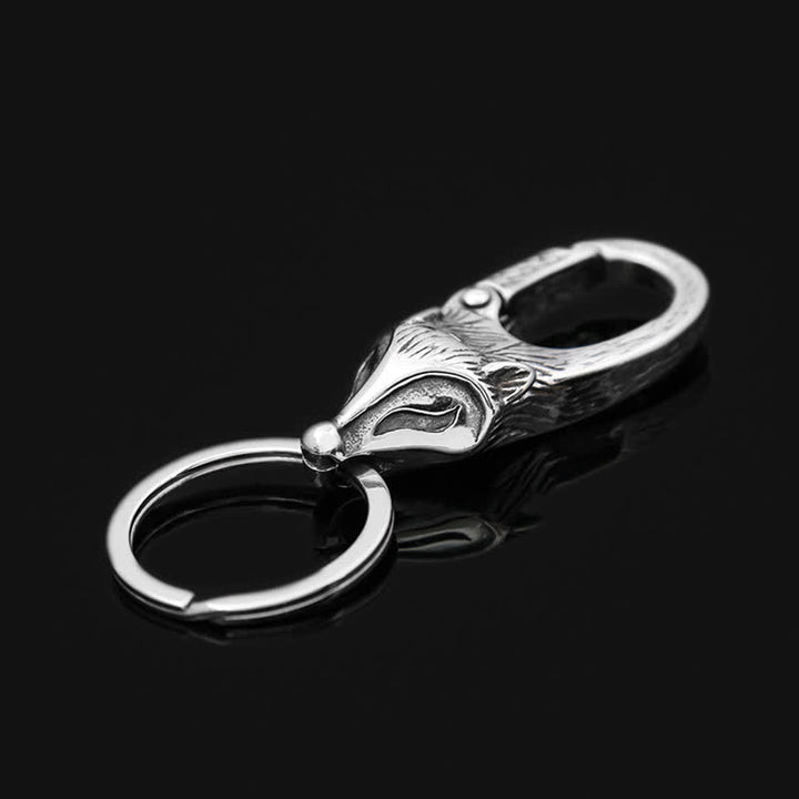 Unique Style Antique Silver Fox Head Keychain - Antique Silver - image 0