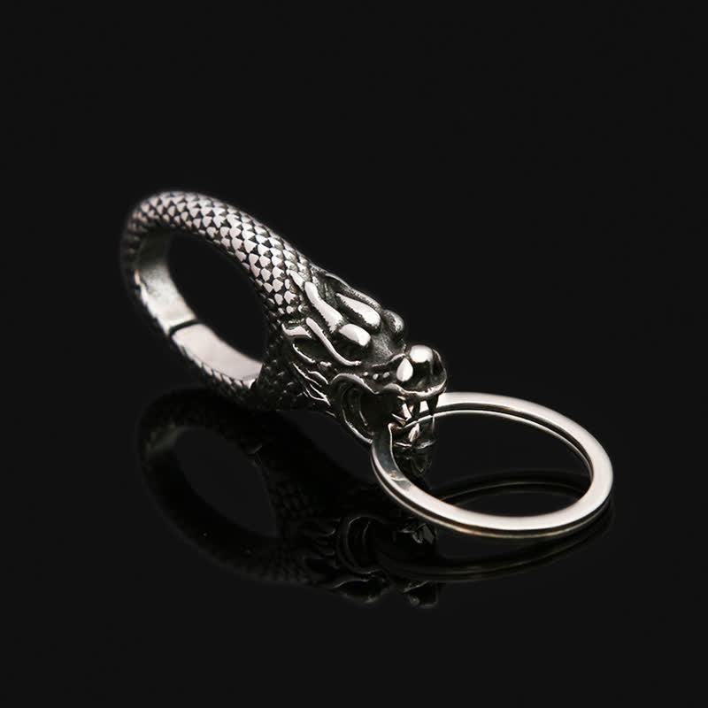 Delicate Antique Silver Dragon Head Keychain - image 4