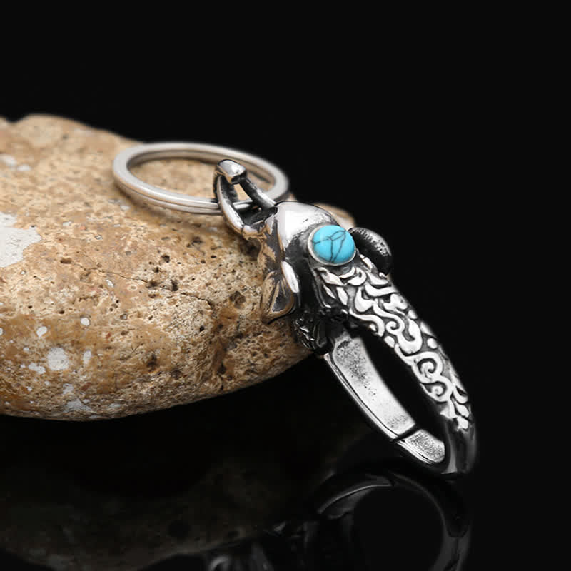 Elephant Head Keychain With Faux Turquoise Stone - image 3
