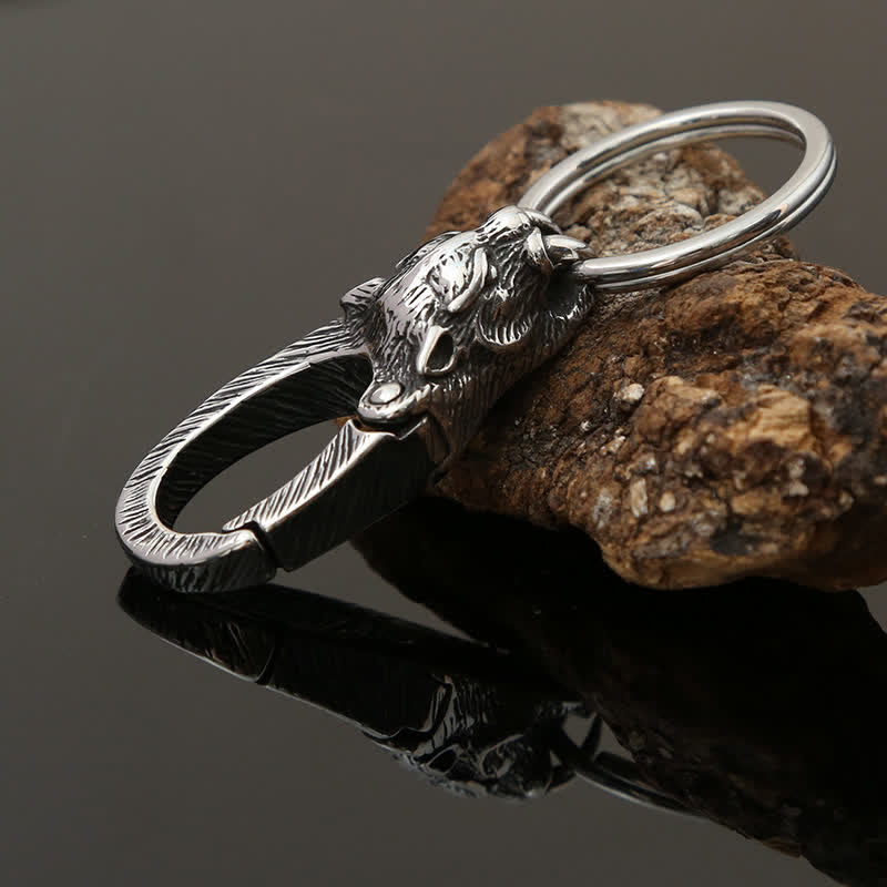 Viking Stainless Steel Panther Head Keychain - image 2