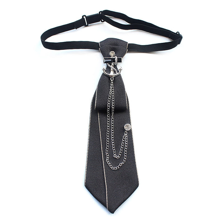 Ship Anchor Pre-tied Unisex Necktie With Adjustable Band - Grey - image 6