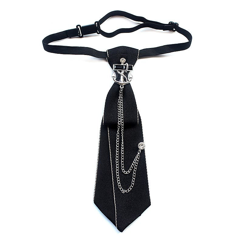 Ship Anchor Pre-tied Unisex Necktie With Adjustable Band - Black - image 5