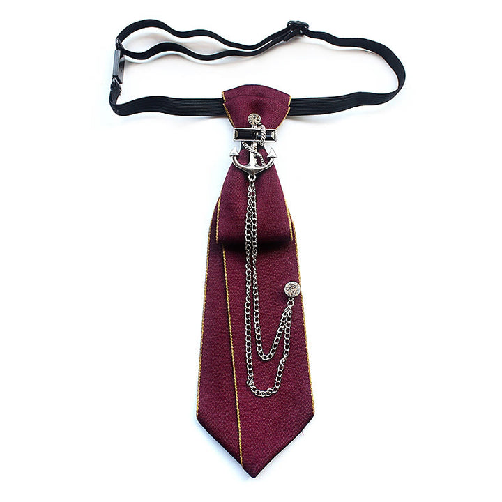 Ship Anchor Pre-tied Unisex Necktie With Adjustable Band - Red - image 0