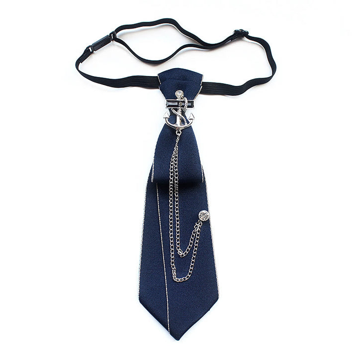 Ship Anchor Pre-tied Unisex Necktie With Adjustable Band - Blue - image 3