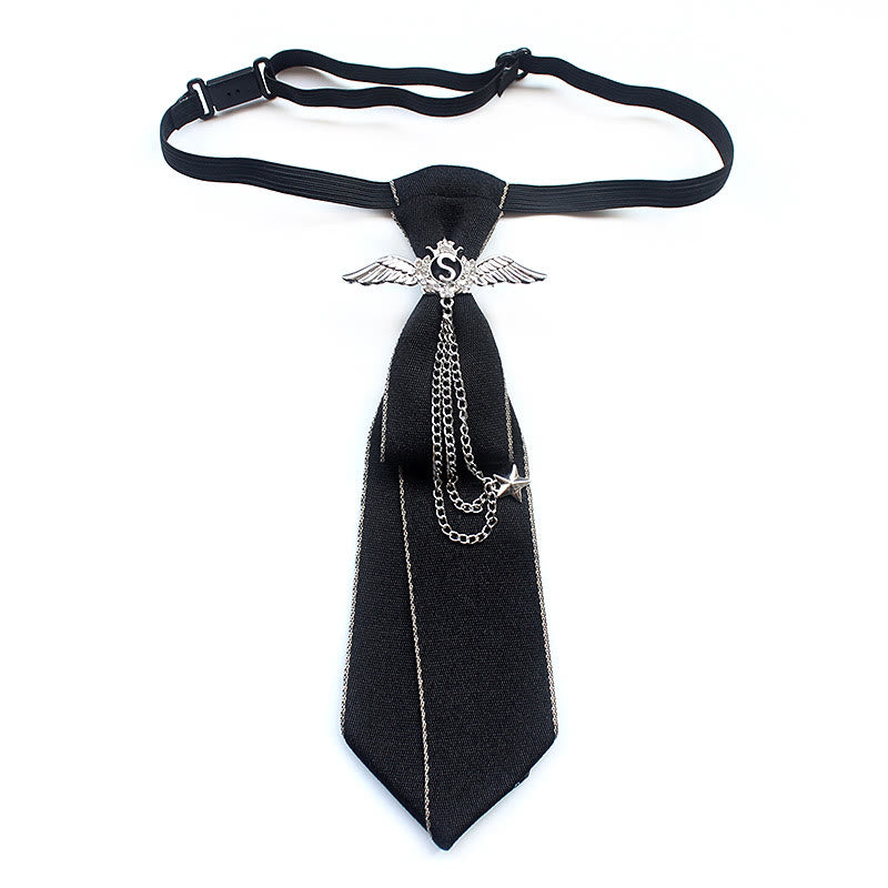 Wings Pre-tied Unisex Necktie With Adjustable Band - Black - image 0