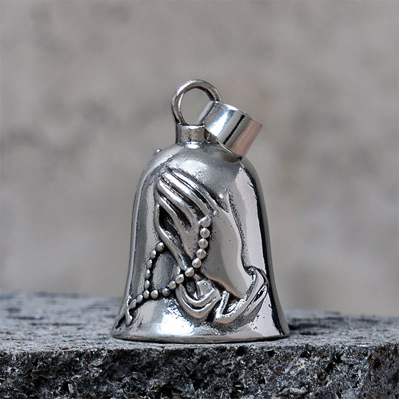 Vintage Praying Hands Cross Bell Keychain Accessory - Pendant - image 1
