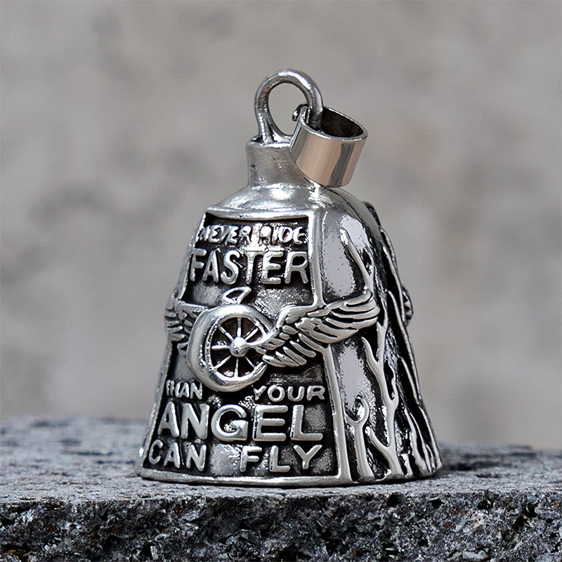 Angel Wing Wheel Lucky Bell Keychain For Riding - Silver - Pendant - image 1