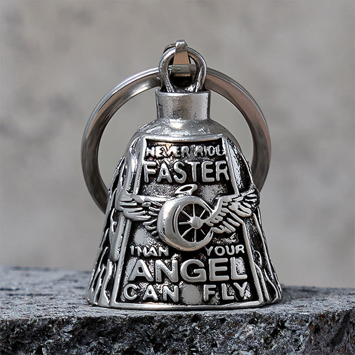 Angel Wing Wheel Lucky Bell Keychain For Riding - Silver - Keychain - image 0
