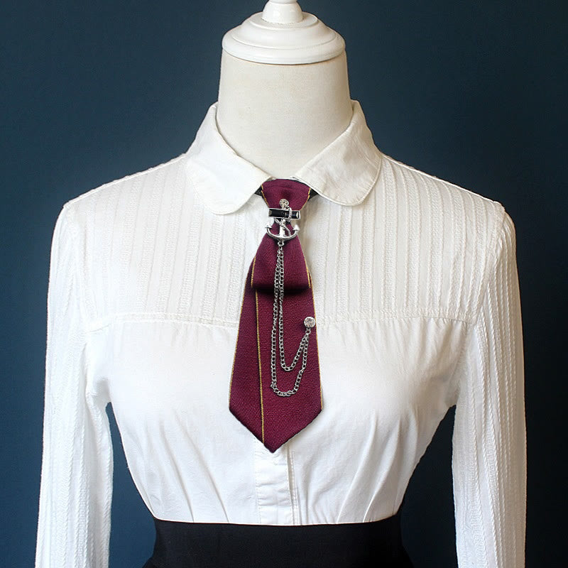 Ship Anchor Pre-tied Unisex Necktie With Adjustable Band - image 2