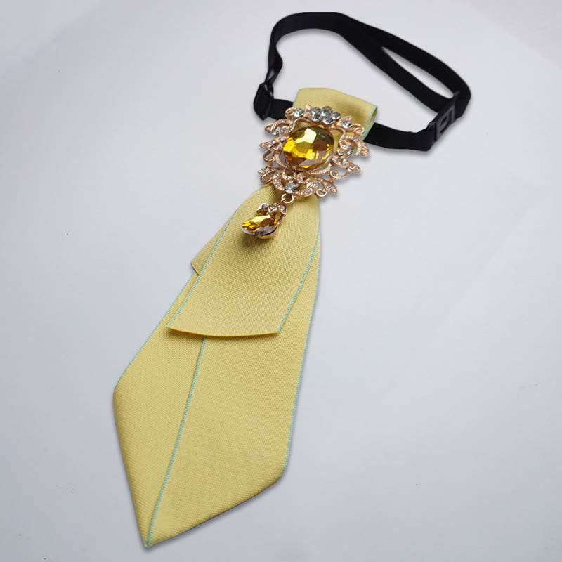 Adjustable Solid Color Crystal Diamond Women's Necktie - Yellow - image 5