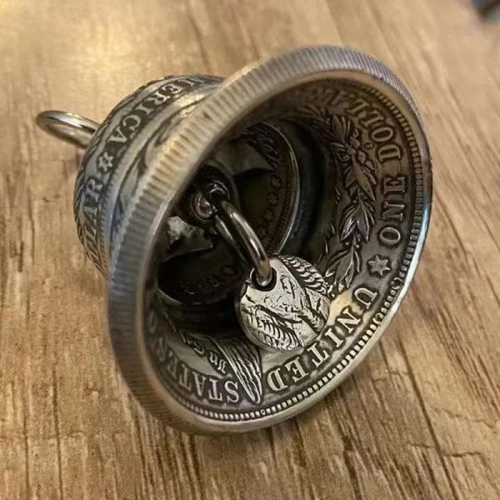 Vintage Morgan Silver Dollar Bell Keychain - image 3