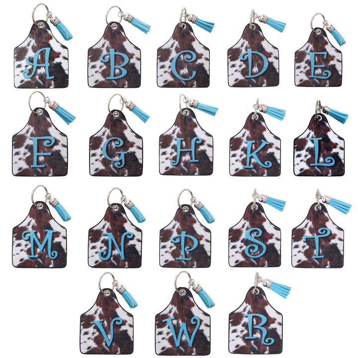 Western Cow Letter Print Pendant Horseshoe Buckle Keychain - image 8