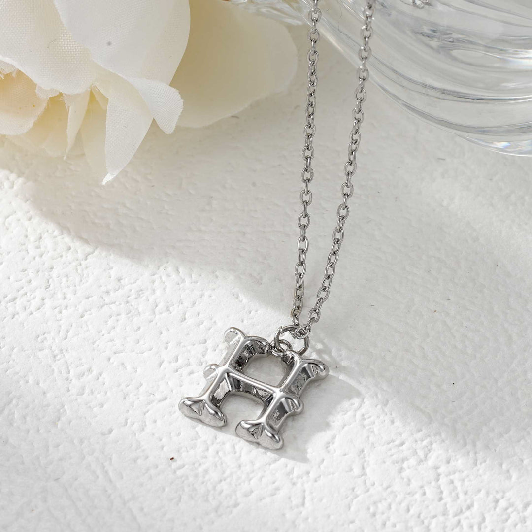 Elegant Golden & Sliver Letter Pendant Women's Necklace - Silver - H - image 35