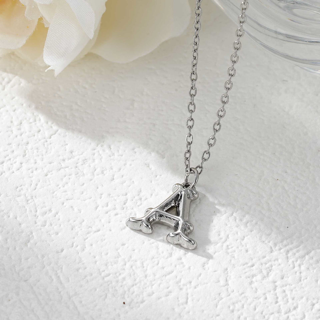 Elegant Golden & Sliver Letter Pendant Women's Necklace - Silver - A - image 28