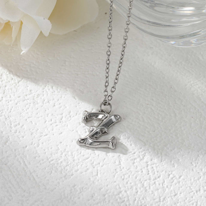 Elegant Golden & Sliver Letter Pendant Women's Necklace - Silver - Z - image 53