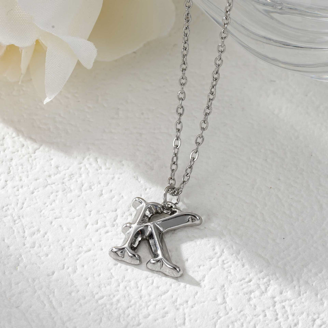 Elegant Golden & Sliver Letter Pendant Women's Necklace - Silver - K - image 38