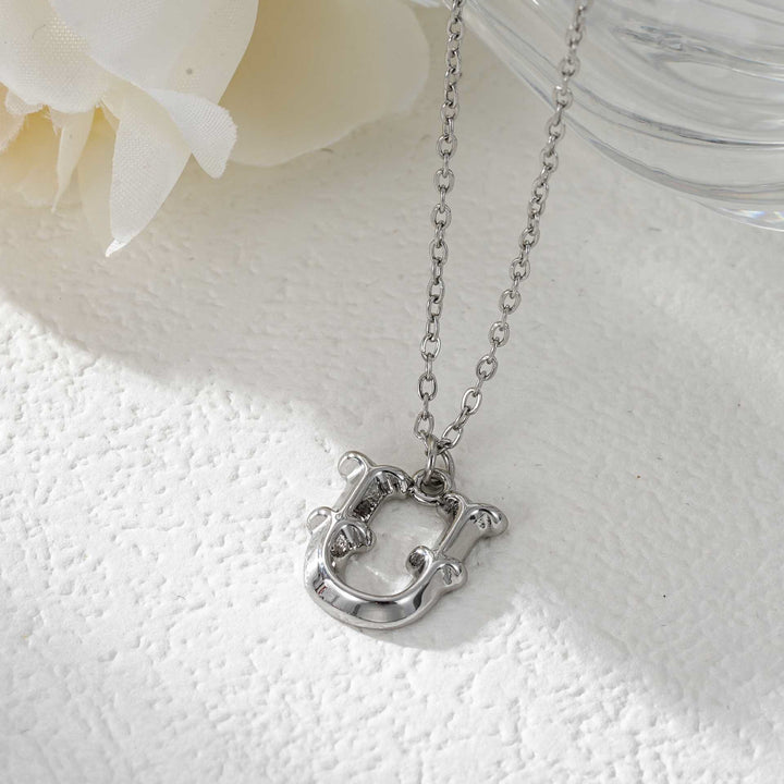 Elegant Golden & Sliver Letter Pendant Women's Necklace - Silver - U - image 48