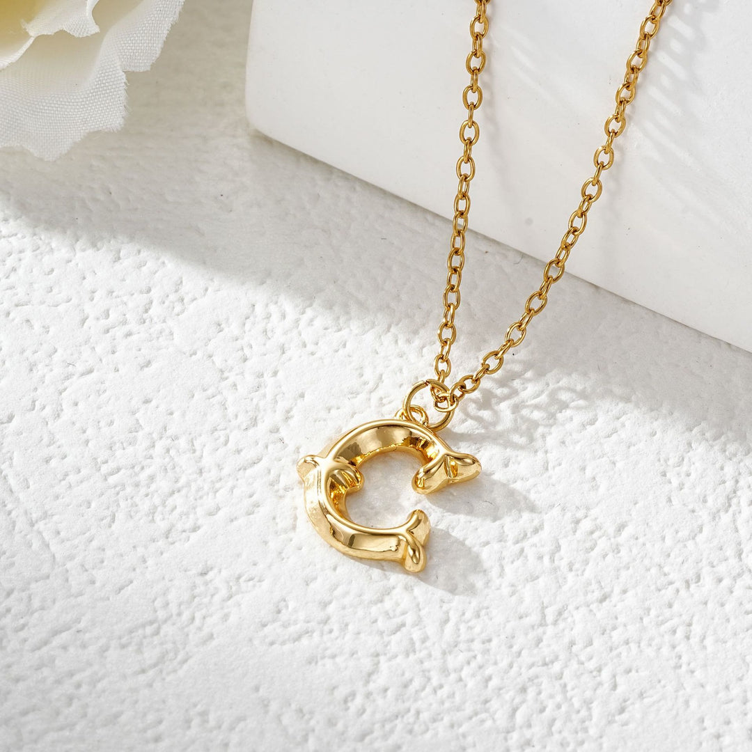 Elegant Golden & Sliver Letter Pendant Women's Necklace - Golden - C - image 4