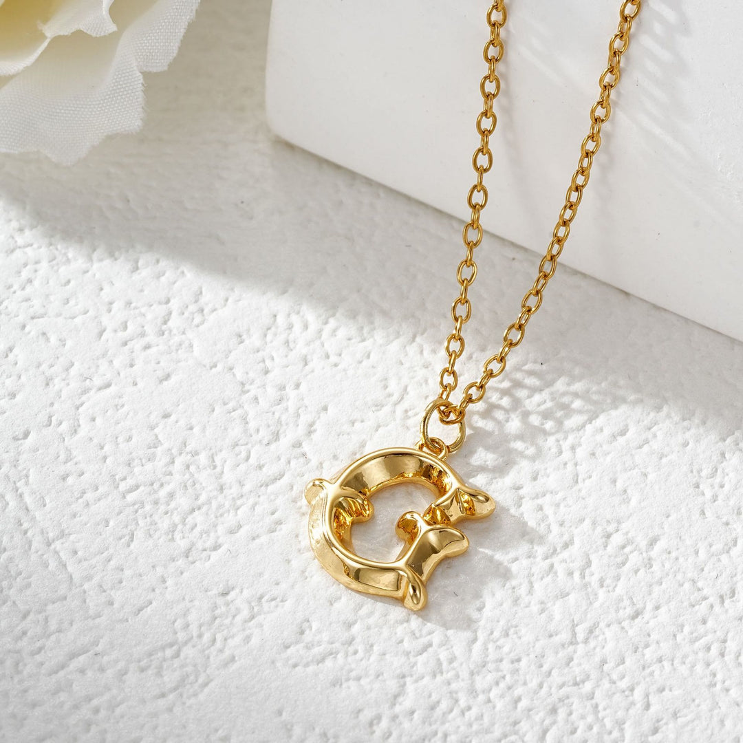 Elegant Golden & Sliver Letter Pendant Women's Necklace - Golden - G - image 8