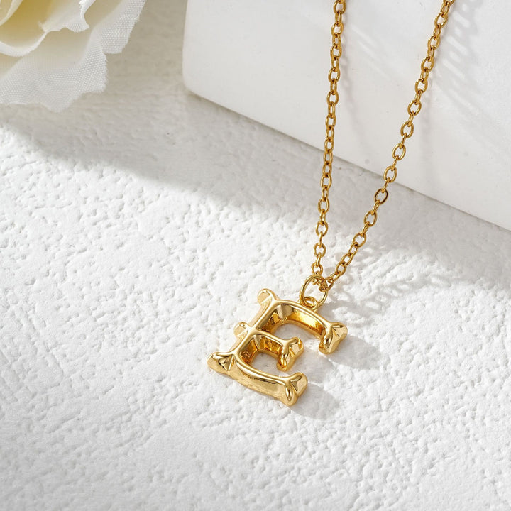 Elegant Golden & Sliver Letter Pendant Women's Necklace - Golden - E - image 6
