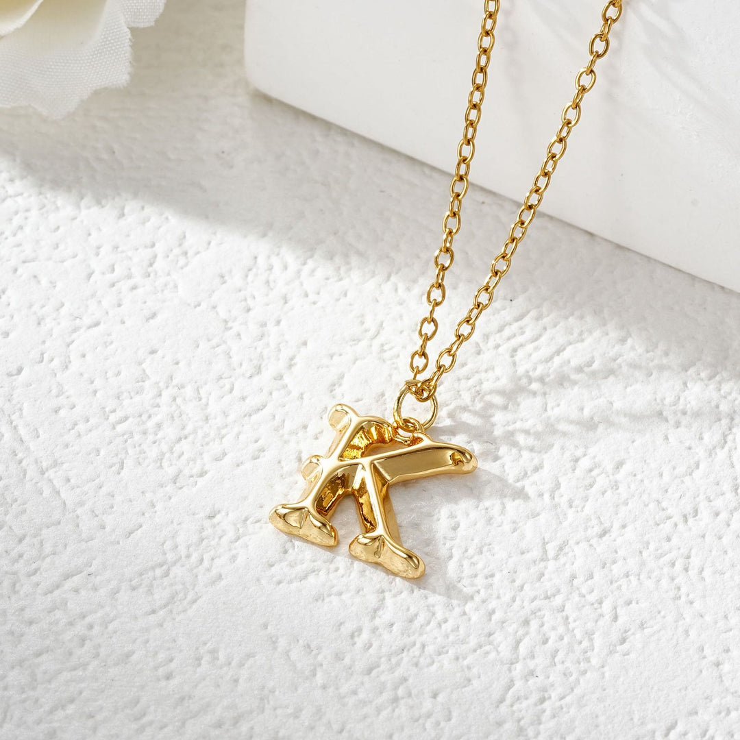 Elegant Golden & Sliver Letter Pendant Women's Necklace - Golden - K - image 12