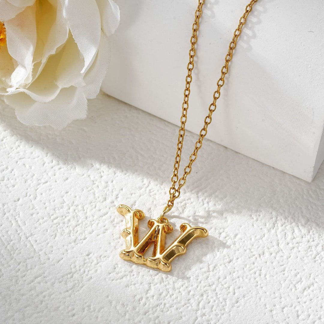 Elegant Golden & Sliver Letter Pendant Women's Necklace - Golden - W - image 24
