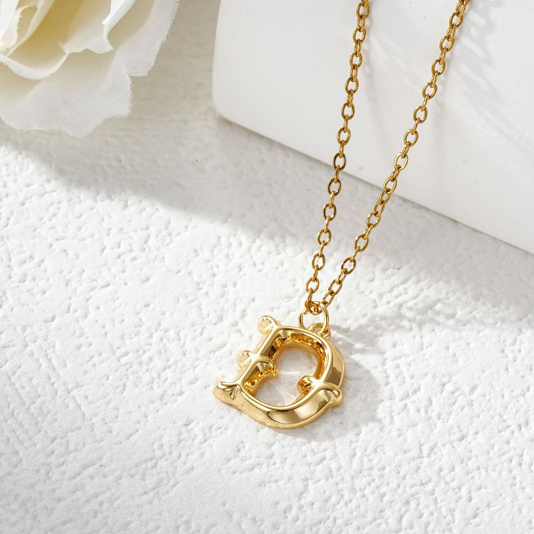 Elegant Golden & Sliver Letter Pendant Women's Necklace - Golden - D - image 5