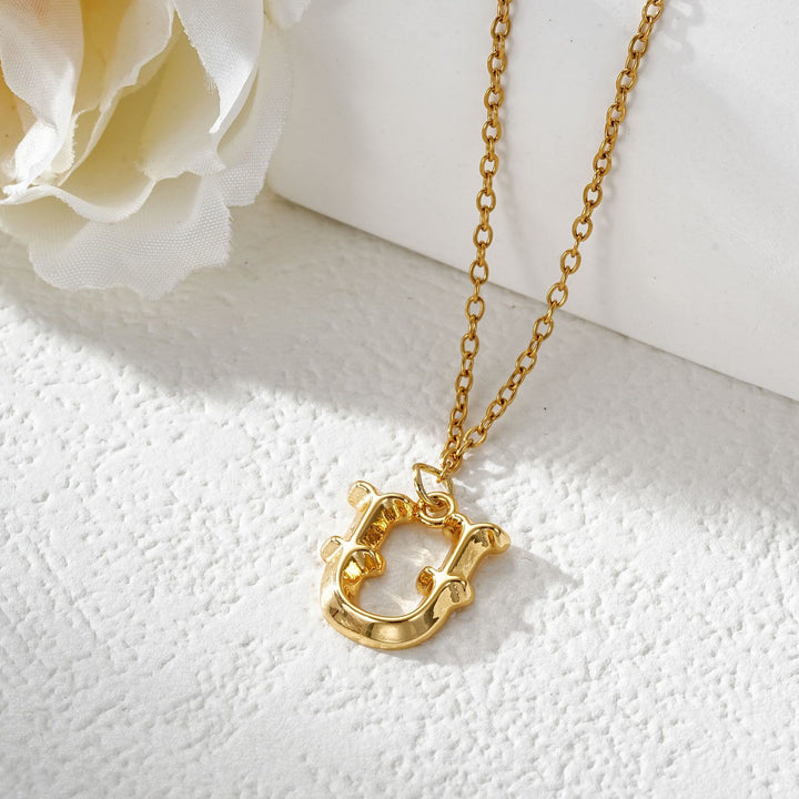 Elegant Golden & Sliver Letter Pendant Women's Necklace - Golden - U - image 22