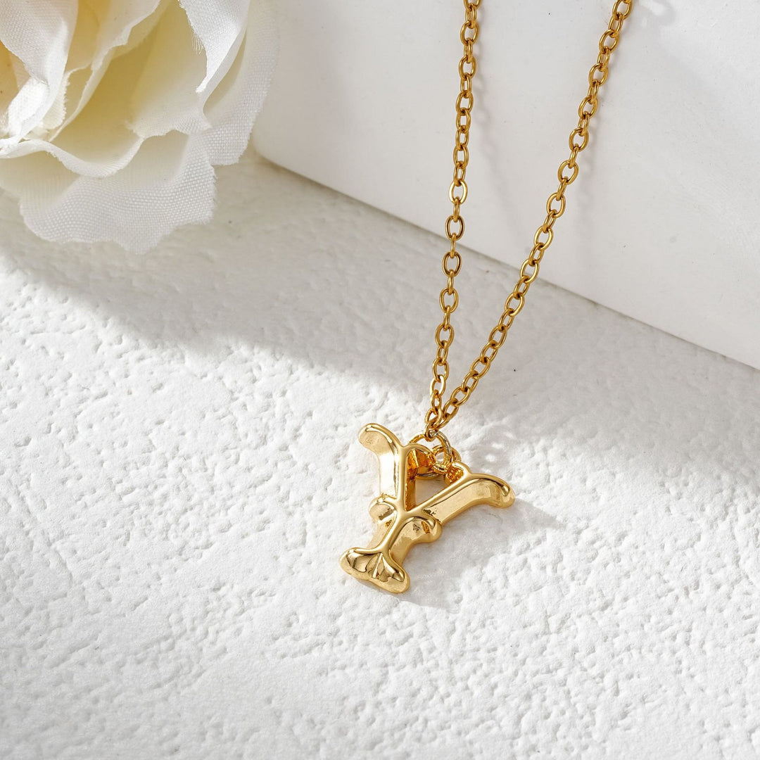 Elegant Golden & Sliver Letter Pendant Women's Necklace - Golden - Y - image 26