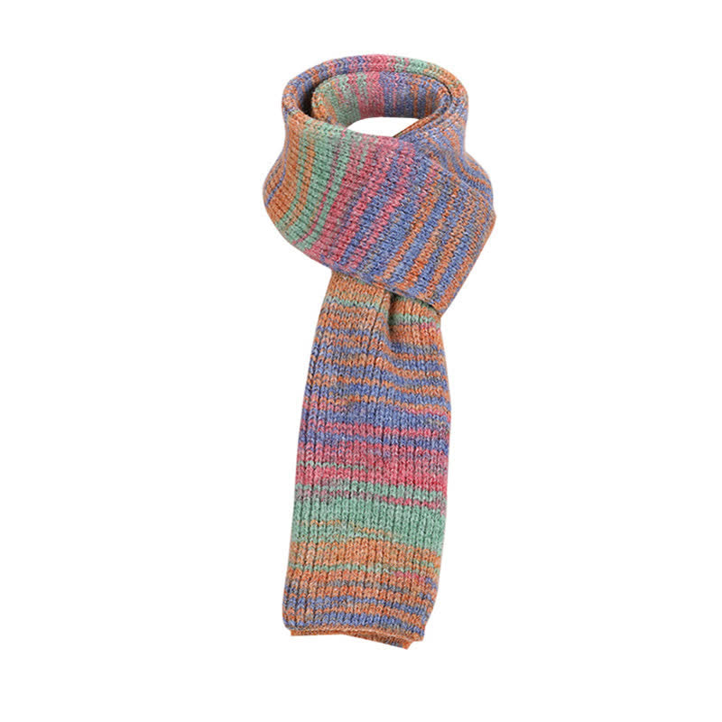 3PCS Multicolour Neutral Stripes Hat Scarf Gloves Set - image 4