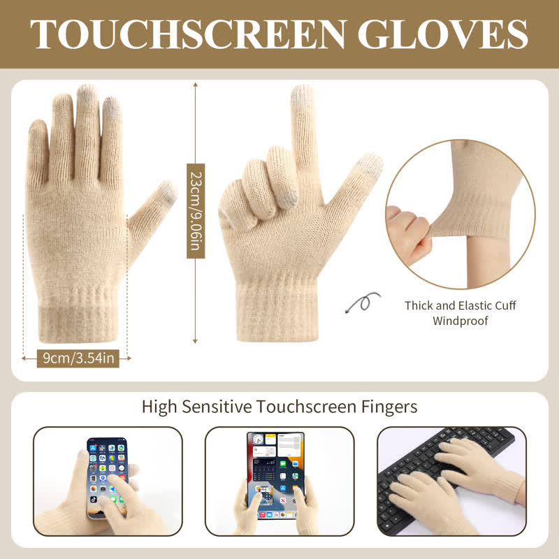 3Pcs Solid Color Fluffy Pom Pom Hat Scarf Gloves Set - image 4