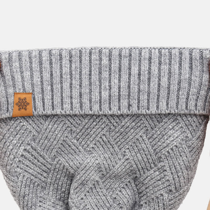 3Pcs Weaving Pattern Hat Neck Gaiter Gloves Set - image 3