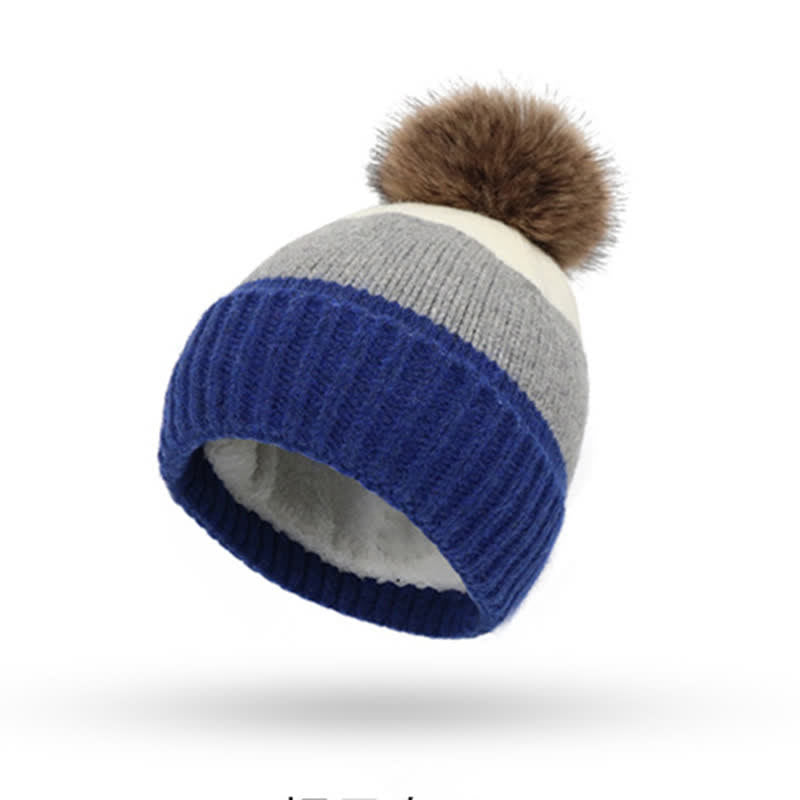 3Pcs Triple Color Block Warm Hat Scarf Gloves Set - image 4