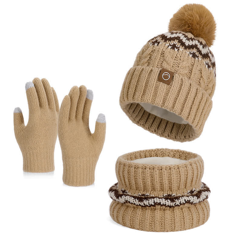 3Pcs Minimalist Style Hat Neck Gaiter Gloves Set - Dark Khaki - Adjustable (21 1/4"-22 7/8") - image 0