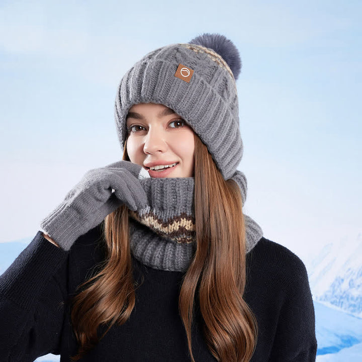 3Pcs Minimalist Style Hat Neck Gaiter Gloves Set - image 9