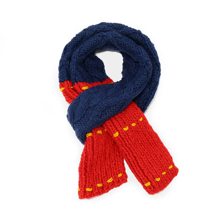 3Pcs Trendy Line Design Color-Blocked Hat Scarf Gloves Set - image 3