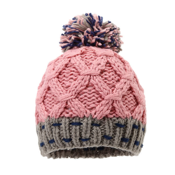 3Pcs Trendy Line Design Color-Blocked Hat Scarf Gloves Set - image 5