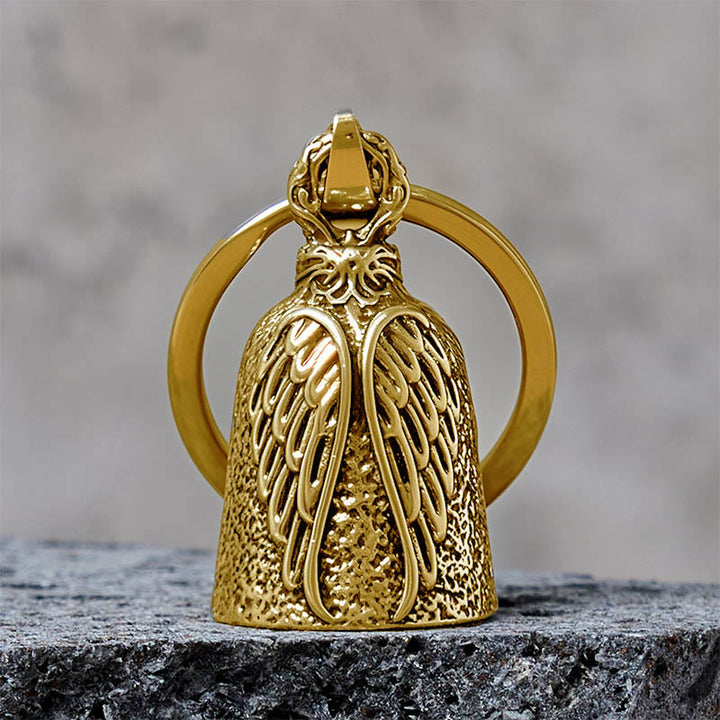 Vintage Angel Wing Motorcycle Bell Keychain - Golden - Keychain - image 4